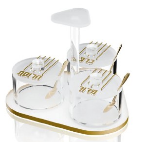 Picture of Lucite Seder Night Dish Set Linear Design Gold